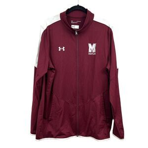 Under Armour Men Soft Shell Jacket Loose Coupe Mock Neck M Wresting Logo Zip XL*